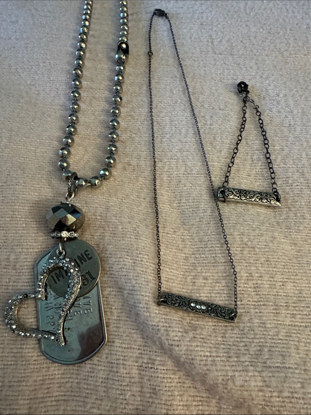 Final price🙏🏻bundle of 2 necklaces and brac  silver tones